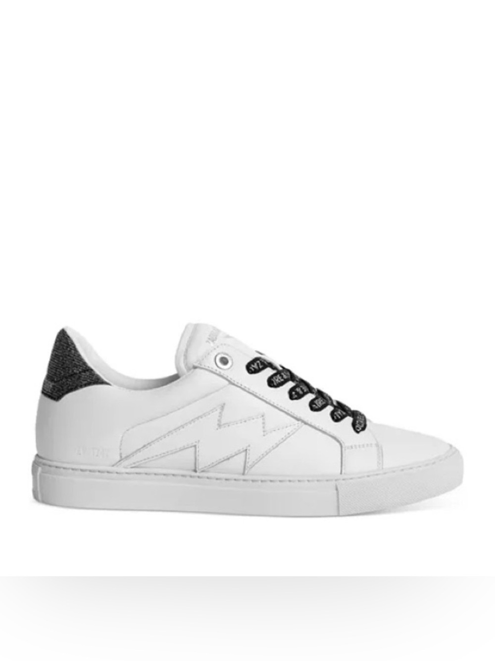 Zadig & Voltaire ZV1747 White Leather Lightning Bolt Sneakers Size 41